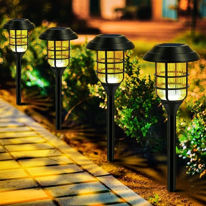 LED Solar-Gartenleuchte in zylindrischer Form mit dekorativem Streifenmuster