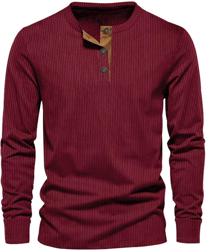 Men's Long Sleeve T-Shirt in Corduroy Fabric