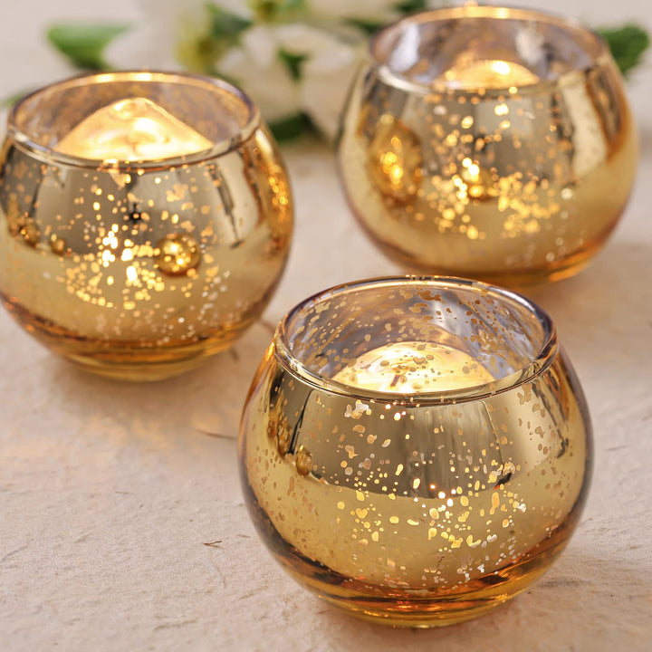 24 goldene Votivkerzenhalter für eine festliche Tischdekoration