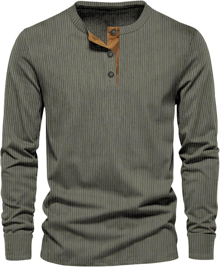 Men's Long Sleeve T-Shirt in Corduroy Fabric