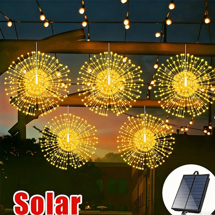 Solarleuchte im Feuerwerk-Design mit Dämmerungssensor im Garten