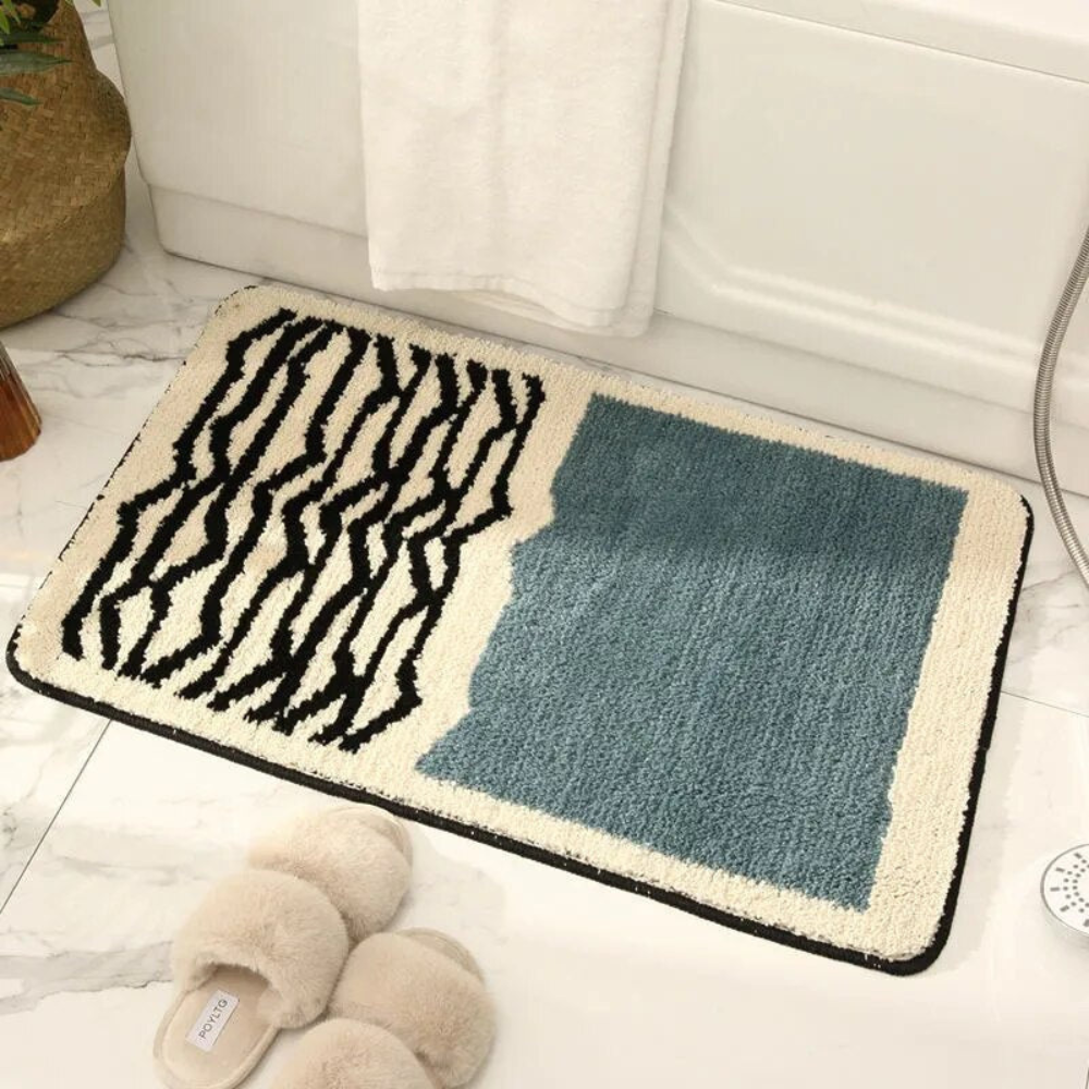 Non-slip bath mat with a modern abstract design 