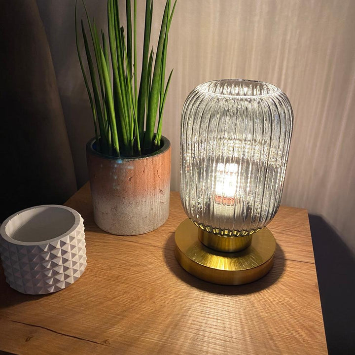 Amber Glass Table Lamp Scandinavian Design