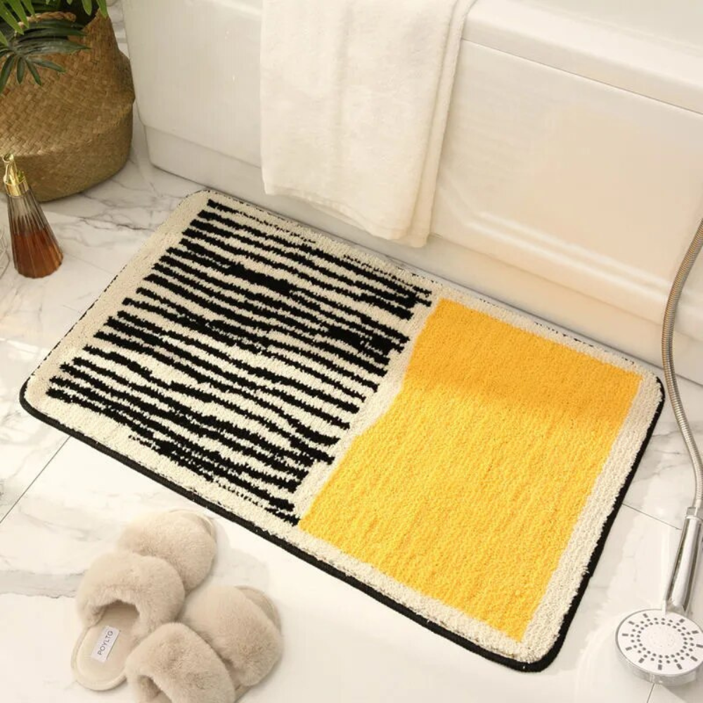 Non-slip bath mat with a modern abstract design 