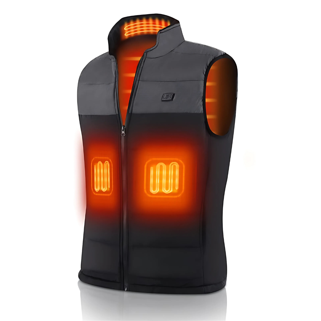 Men's heated vest with 13 heating zones