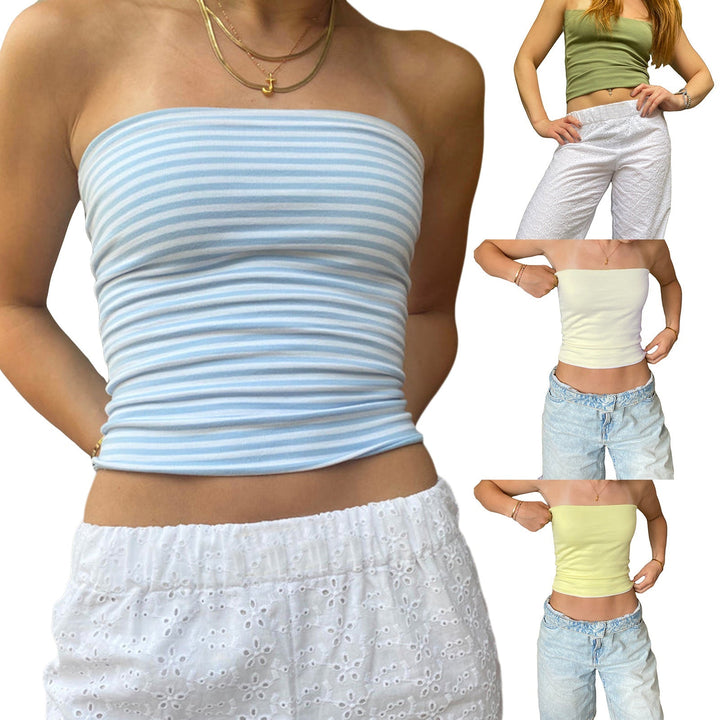 Women’s Striped Bustier Top with Fine Stripes