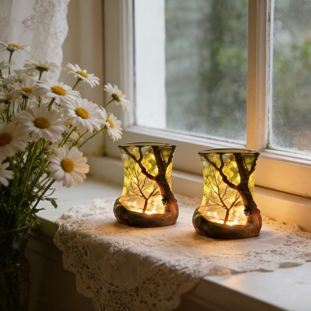 Dekorative Tischlampe mit Waldmotiv für Wohnzimmer oder Schlafzimmer