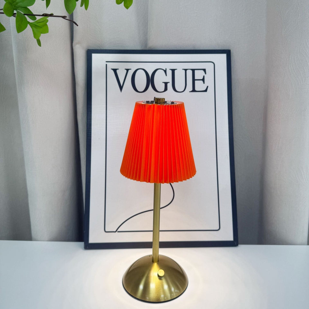 Table Lamp Pleated Fabric Bedside Lamp with Warm Light