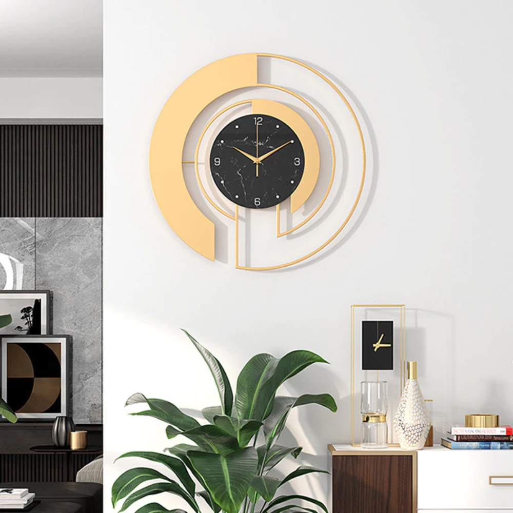 Metall-Wanduhr Rund Geometrisch Lautloses Uhrwerk