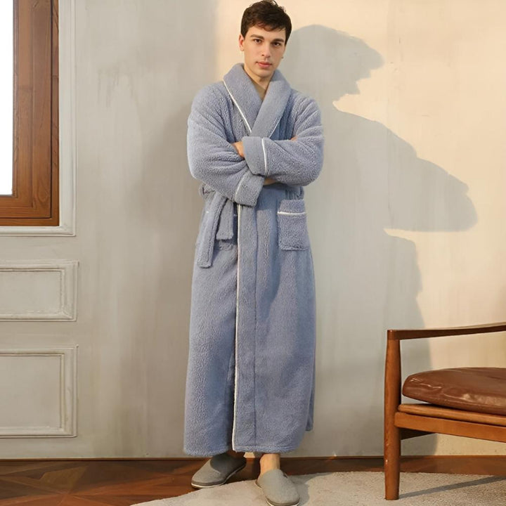 Shawl collar bathrobe – fleece dressing gown for women and men