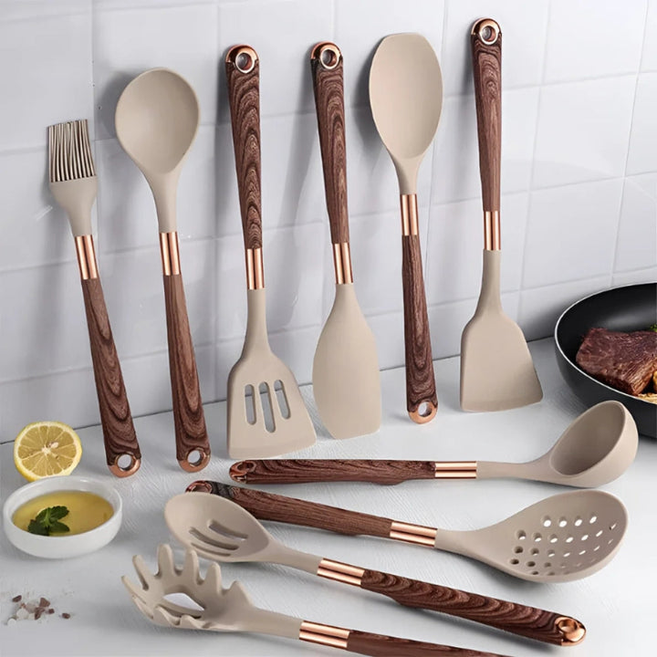 Silicone kitchen utensil set – 10-piece heat-resistant cooking utensil set