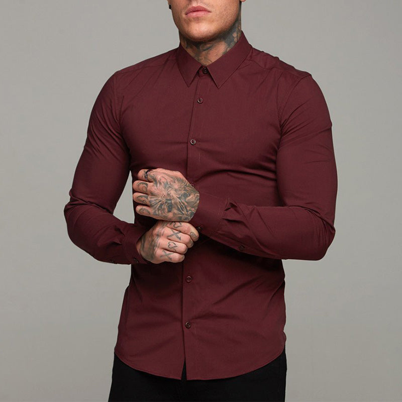 Men's slim-fit long-sleeved shirt