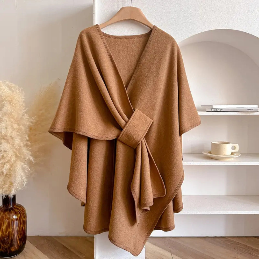 Damen Poncho Mantel Mit Winddichtem Design