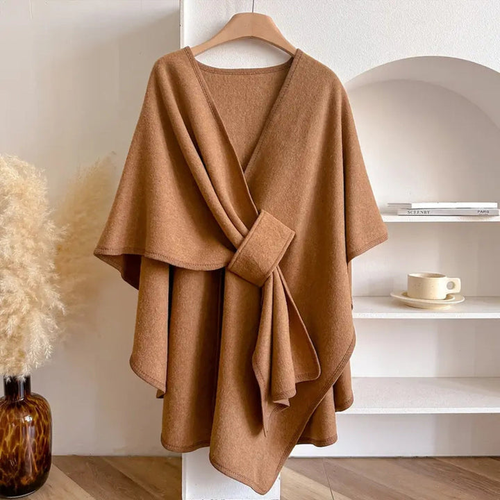 Damen Poncho Mantel Mit Winddichtem Design