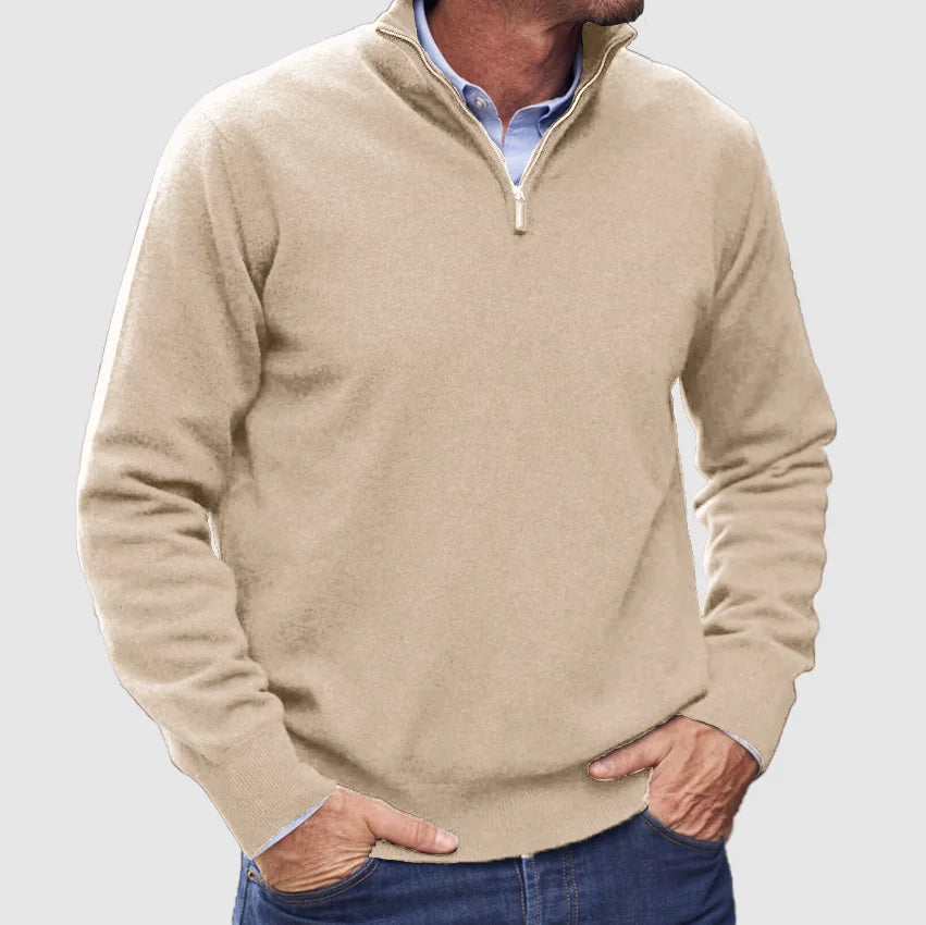 Men's Cashmere Pullover with Zipper in Italian Design