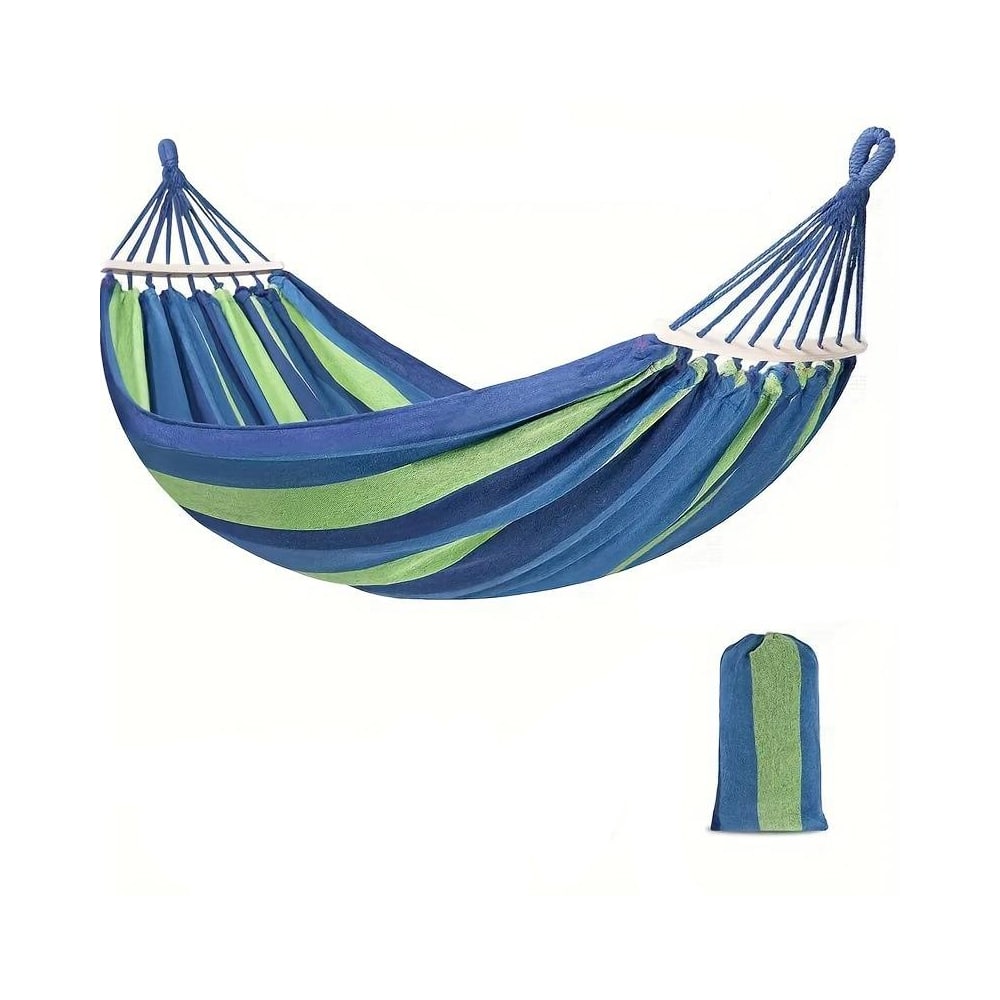 Baumwoll-Camping-Hängematte blau gestreift