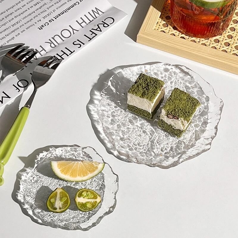Schmucktablett aus Glas mit Blasendesign