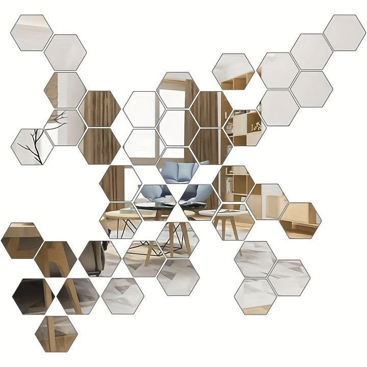 72-piece hexagonal acrylic mirror wall sticker set for DIY decoration