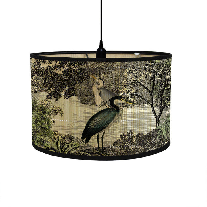 Tropical lampshade with animal motifs in vintage style – round &amp; decorative