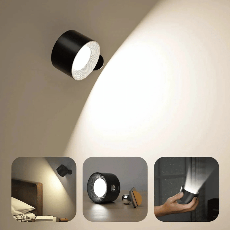 Wireless LED wall lamp with battery &amp; 360° rotation