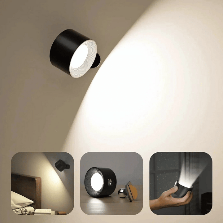 Wireless LED wall lamp with battery &amp; 360° rotation