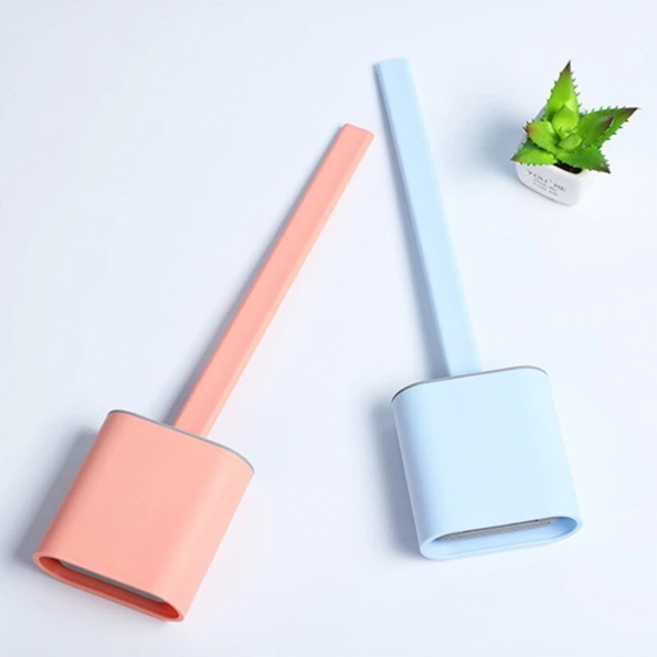 Toilet brush with flexible silicone head for hygienic cleaning