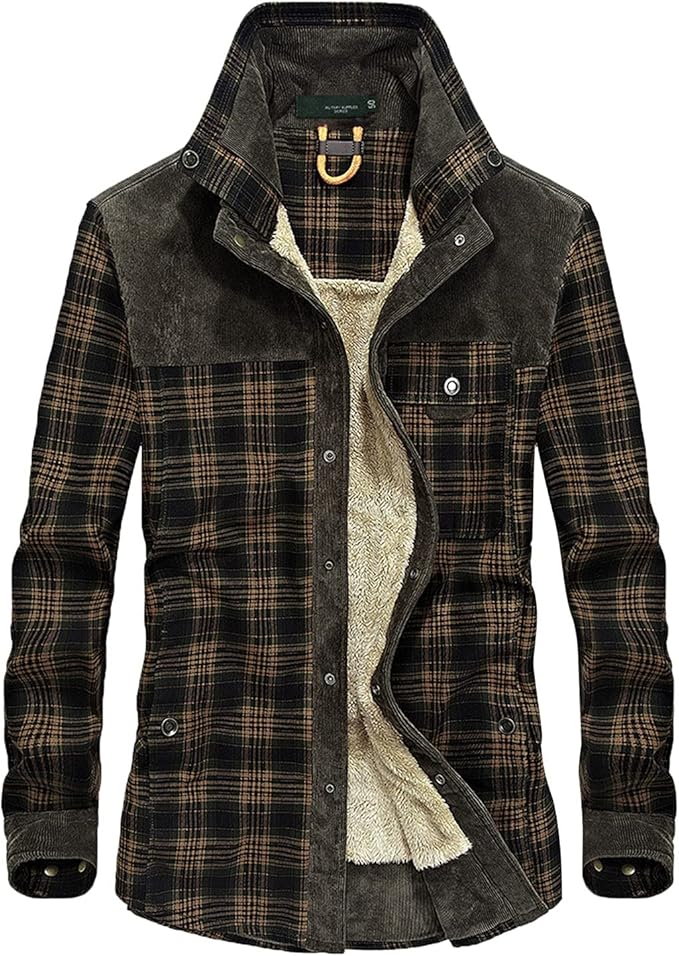 Men's jacket in a checkered design with a stand-up collar 