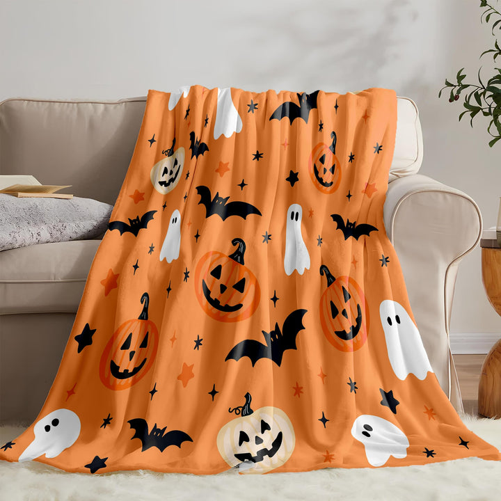 Nahaufnahme des Fledermausmusters auf der Halloween-Decke
