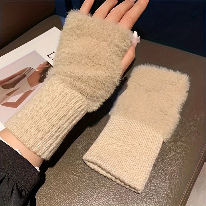 Fingerless winter gloves for women