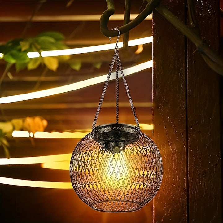 Solar lantern outdoor hanging lamp metal for garden and terrace
