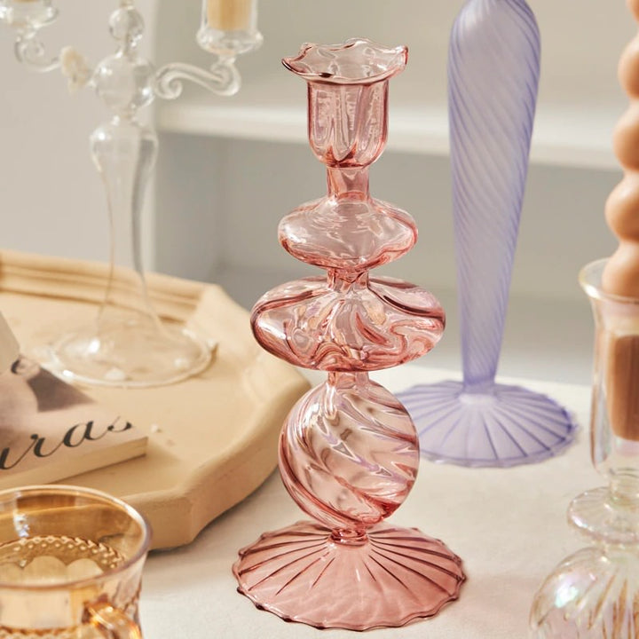 Glas-Kerzenhalter im französischen Vintage-Design
