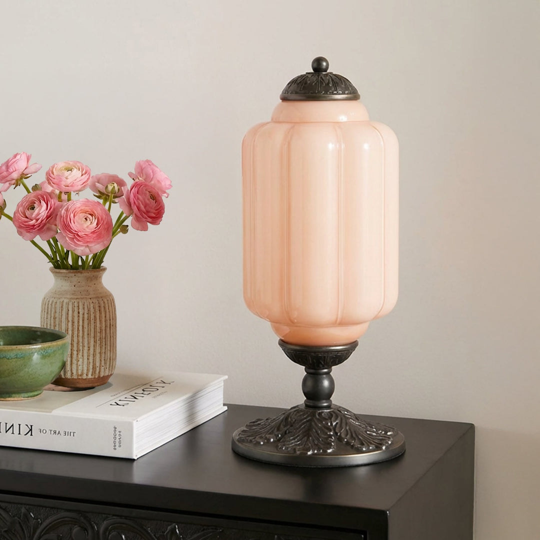 Table Lamp Glass Textured Cream Retro Design