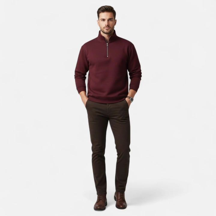 Men's Half-Zip Pullover with Stand-Up Collar