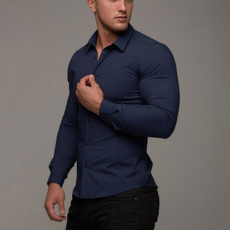 Men's slim-fit long-sleeved shirt