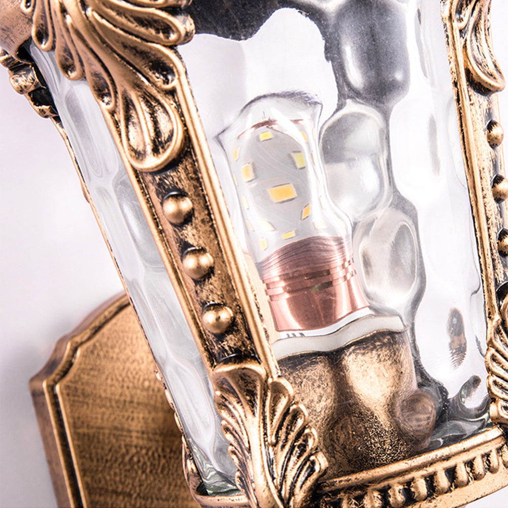 Vintage outdoor wall light with glass body – lantern style for garden and terrace