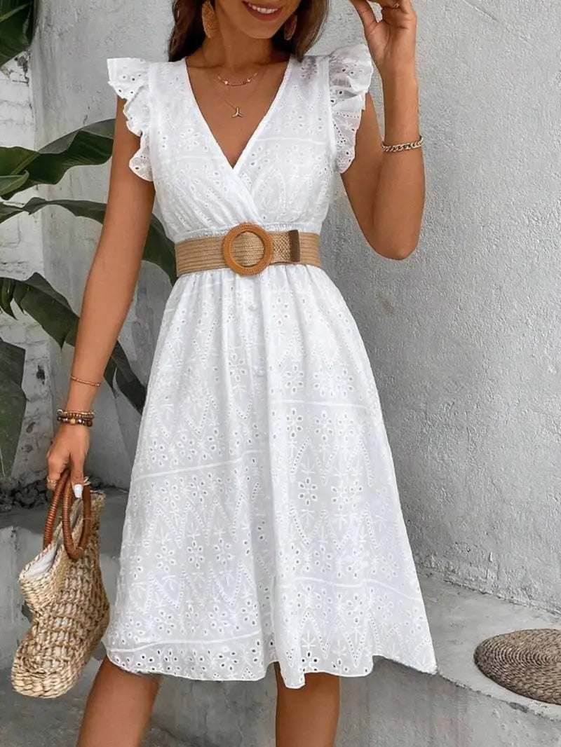 Flutter Sleeve Dress with Flowing Silhouette