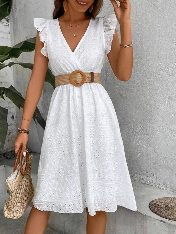 Flutter Sleeve Dress with Flowing Silhouette