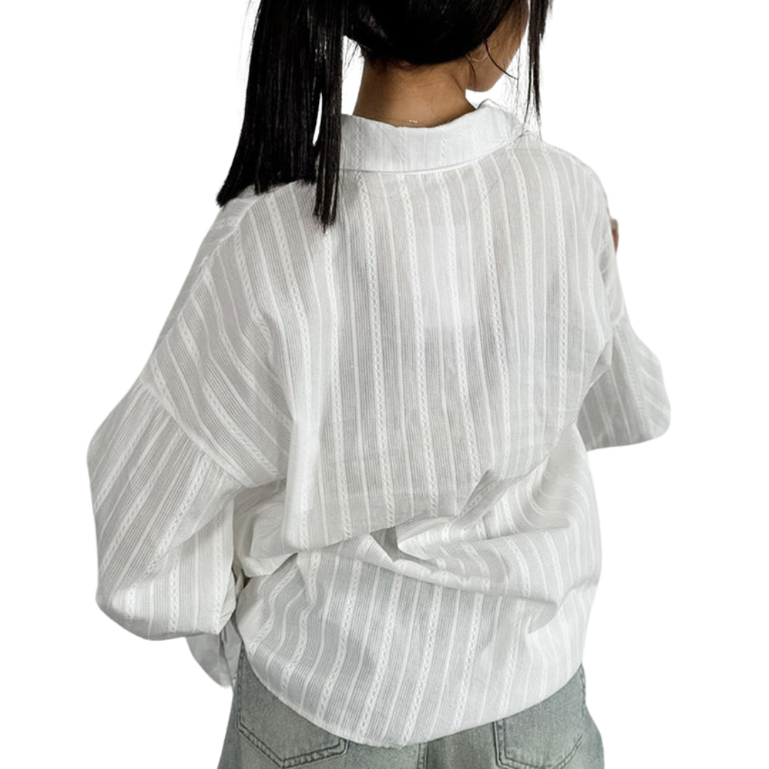 Striped Blouse with Tie Cuffs