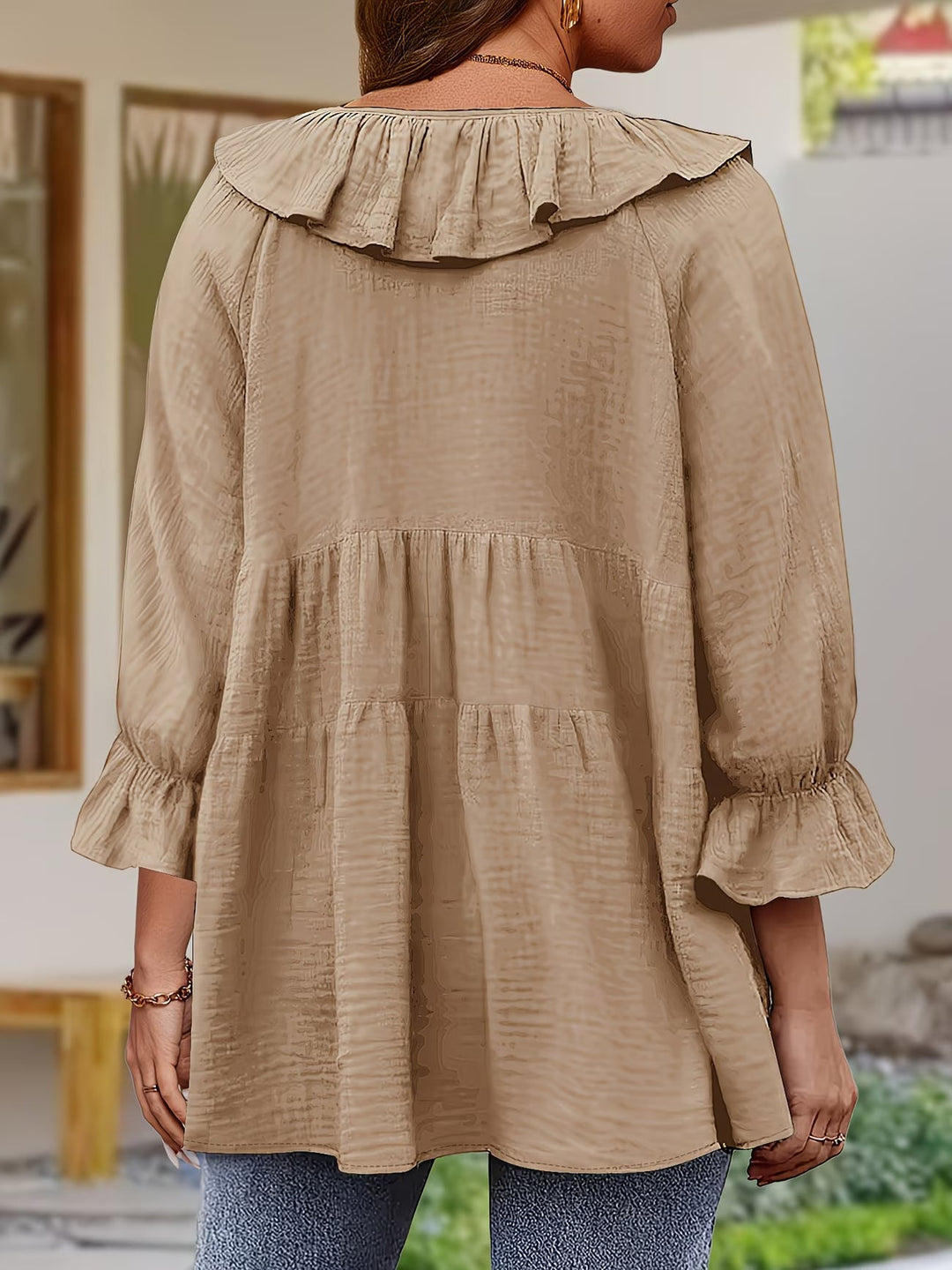 Elegant Ruffled Neckline Blouse for Women