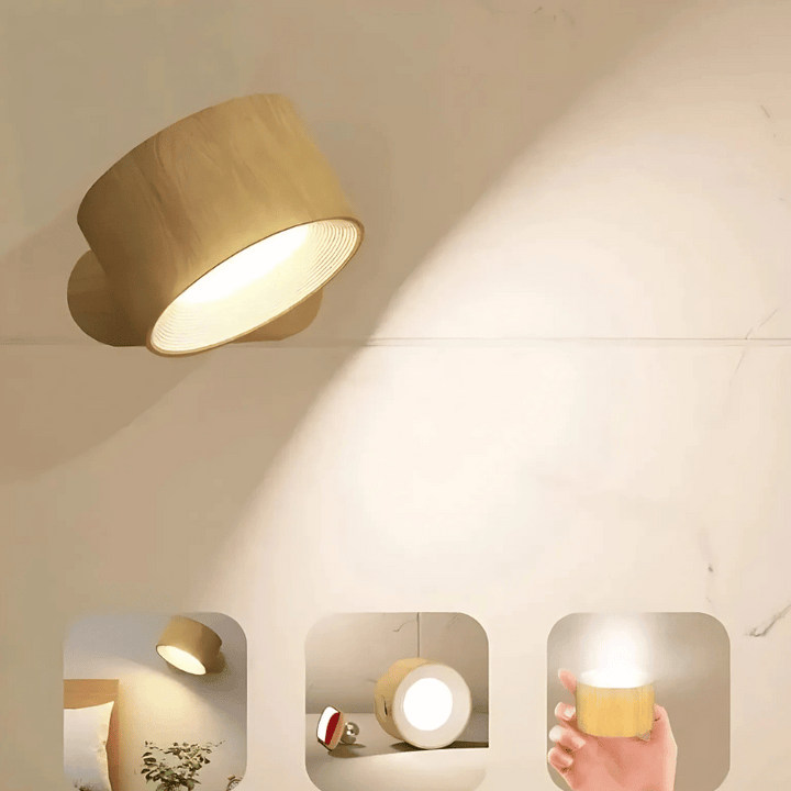 Wireless LED wall lamp with battery &amp; 360° rotation