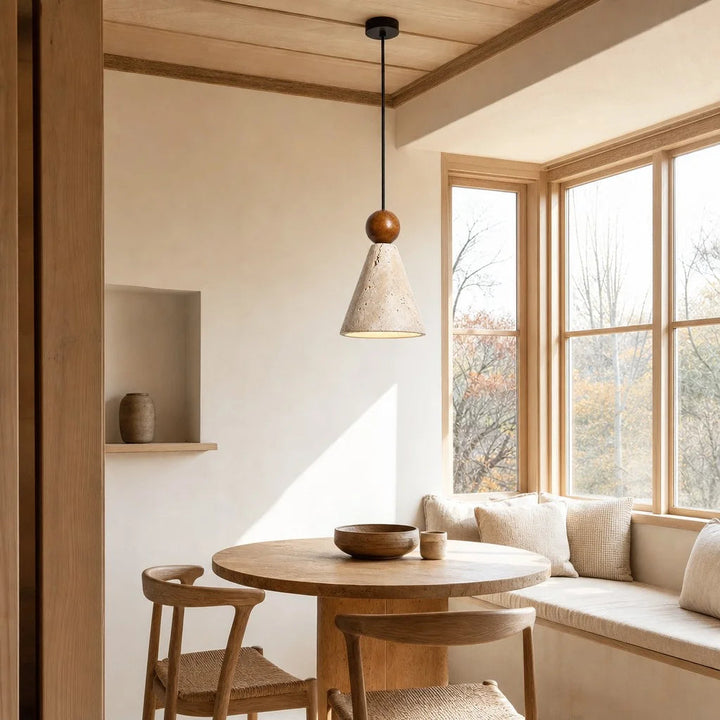 Pendant Light Travertine Cone Design