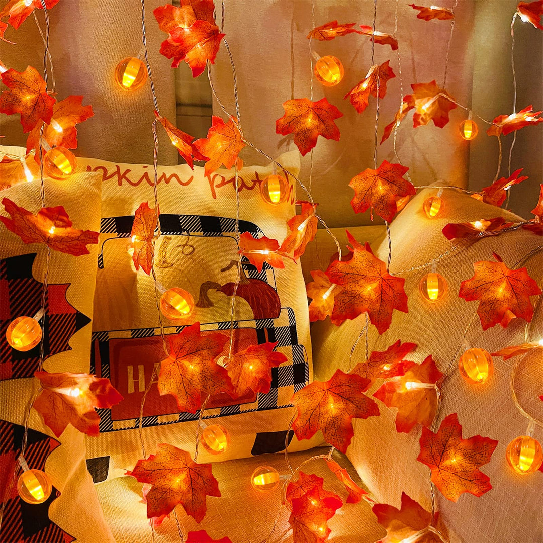 Herbstliche Lichterkette für gemütliche Tisch- und Fensterdekoration