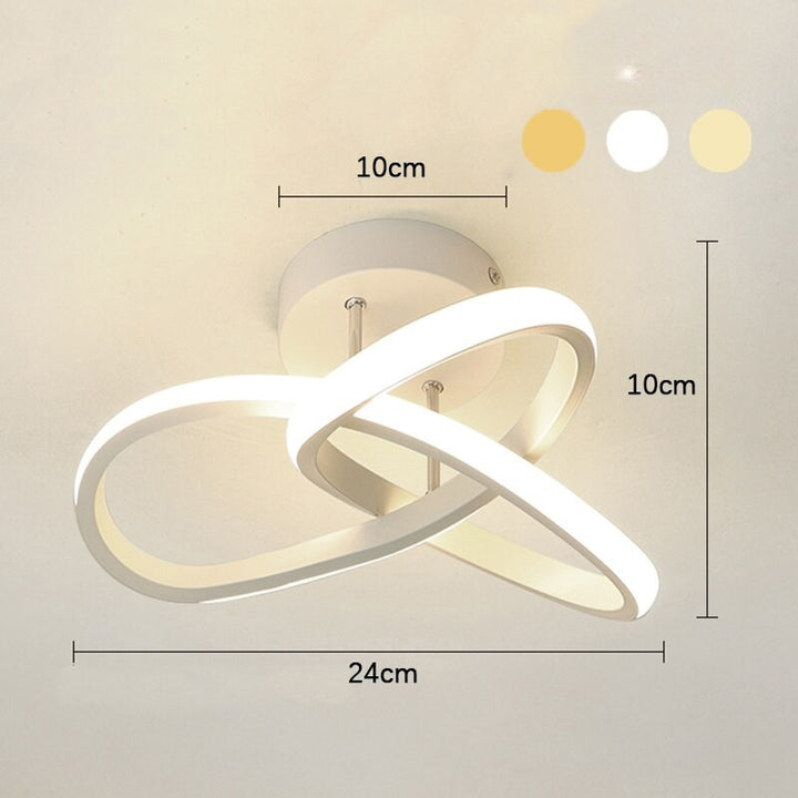 Modern LED ceiling light with three rings in a sculptural design