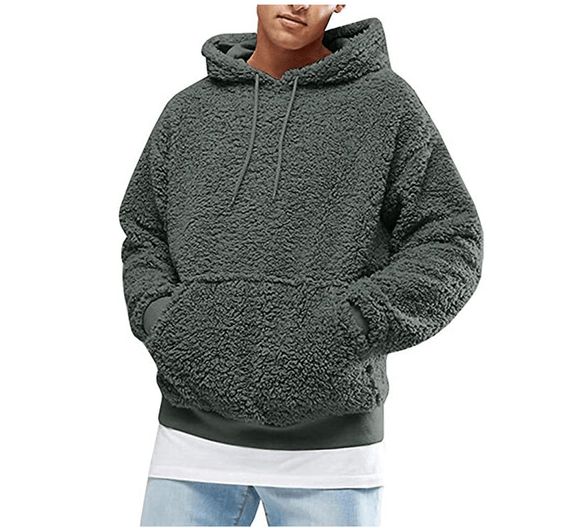 Men's Teddy Hoodie with Fluffy Texture 