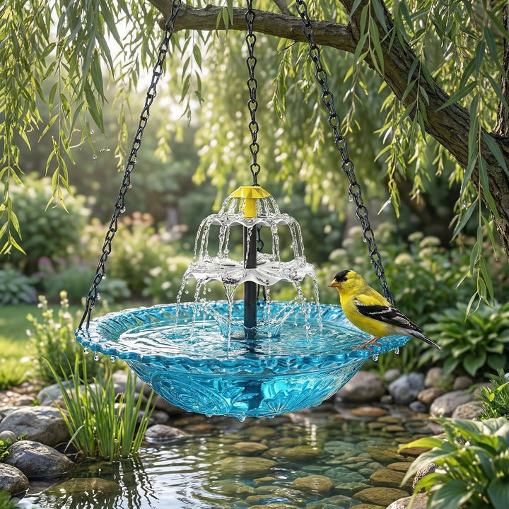 Solarhängender Brunnen mit zweistufigem Wasserfall
