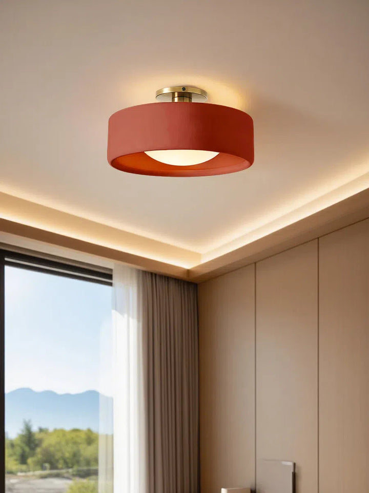 Porcelain ceiling light – Modern flush mount lamp with metal base