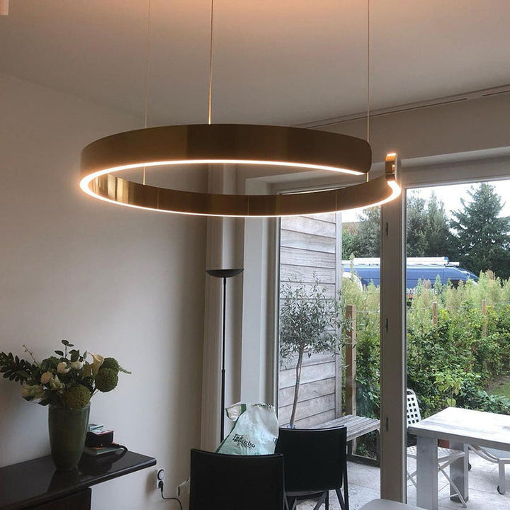 Modern LED pendant light in ring shape with ceiling mounting
