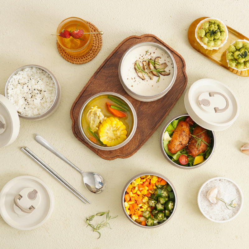 Insulated stainless steel lunchbox with carrying case