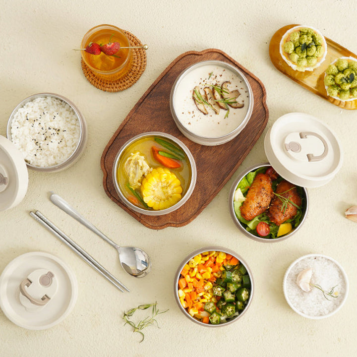 Insulated stainless steel lunchbox with carrying case