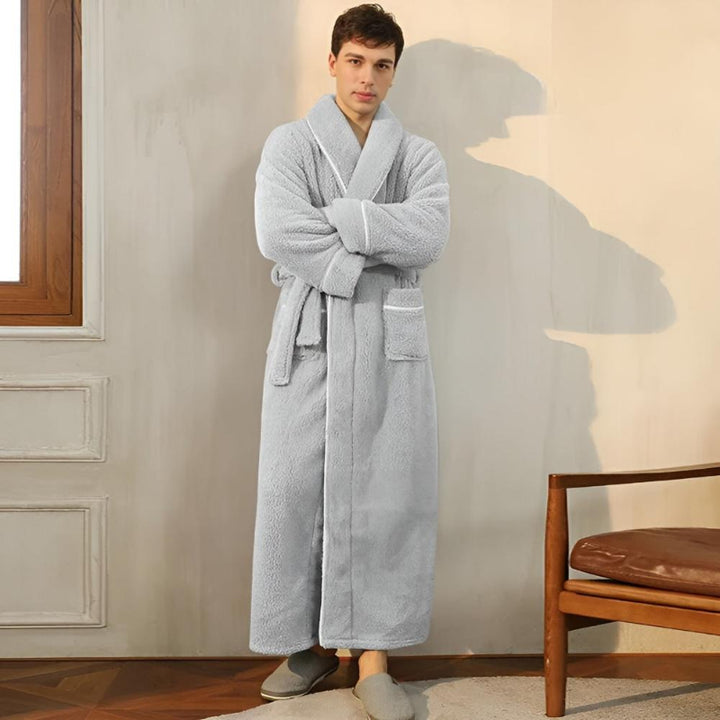 Shawl collar bathrobe – fleece dressing gown for women and men
